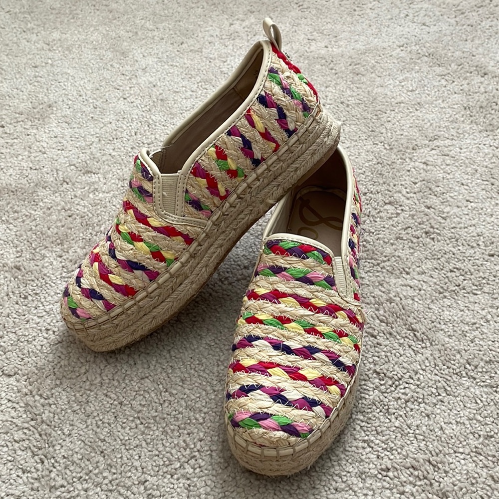 SAM EDELMAN platform rattan slip on espadrilles/ sneakers